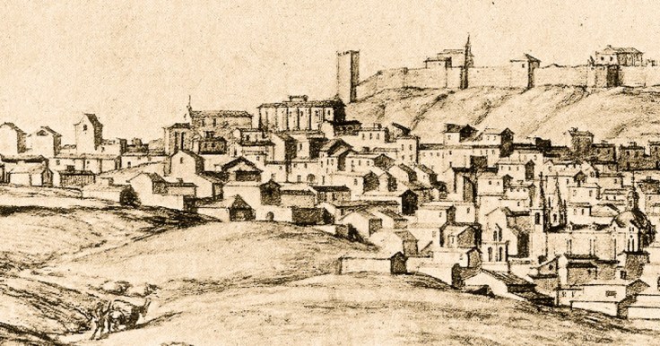 Dibujo de Montemor-o-Novo por Baldi 1669