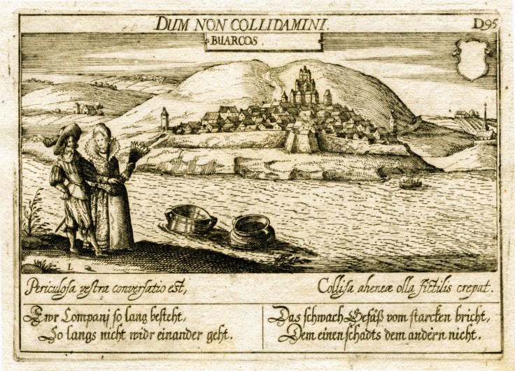 Gravura, Daniel Meisner 1625. Observe-se a linha abaluartada sobre a costa