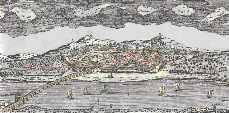 A vila antiga reconstituição imaginária - desenho de Justininho, colorido por J. G. Costa