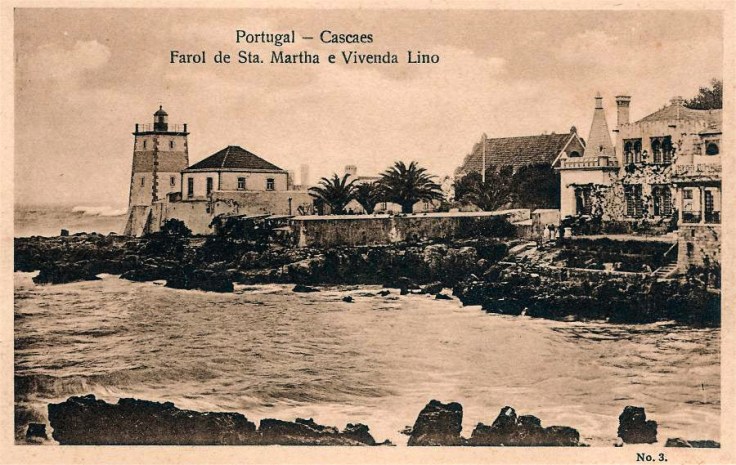 farol de santa marta. postal. 1936. al centro muralla del fuerte-2
