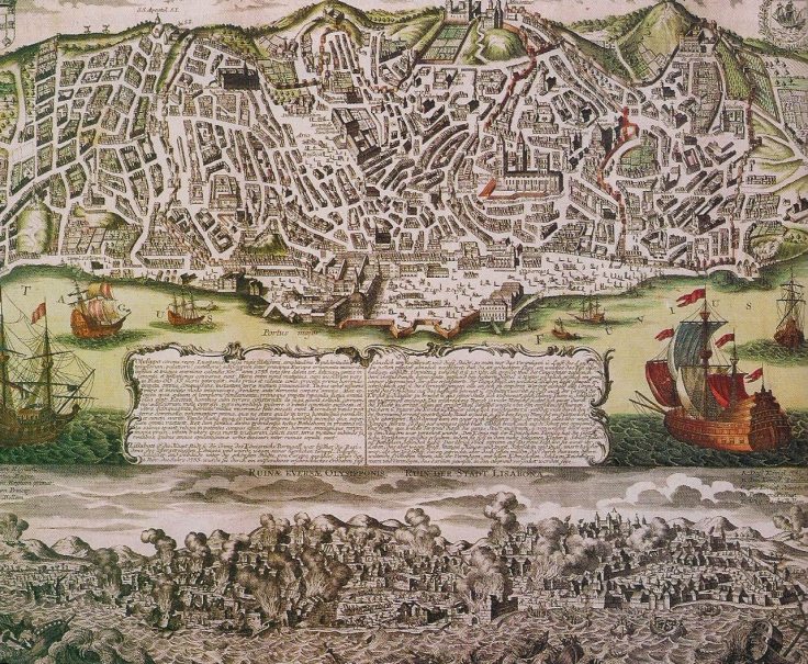 lisboa antes e durante o terremoto de 1755 in gravura de mateus sautter séc. xviii